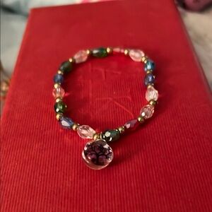 Colorful Beaded Bracelet with Tree Charm